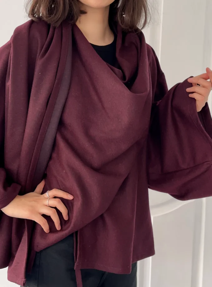 شومیز شالدار زرشکی