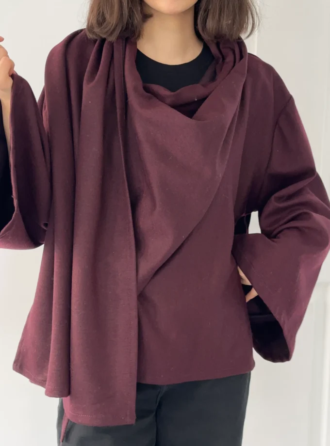 شومیز شالدار زرشکی
